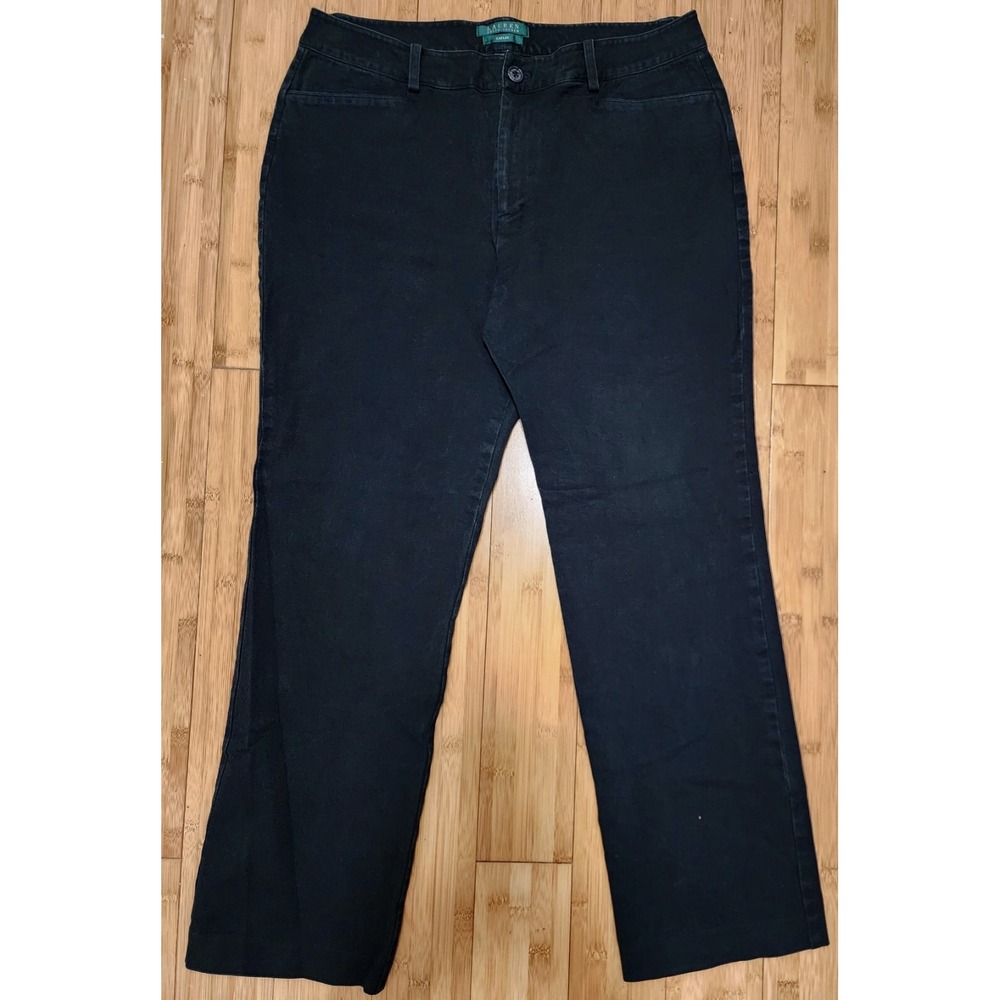 Lauren Ralph Lauren Catlin Chino Pants Womens 12 Black Straight Leg Stretch LRL